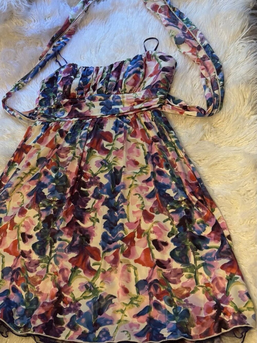 Ruby Rox Floral Chiffon Halter Mini Dress Juniors Size 9 Sweetheart Party